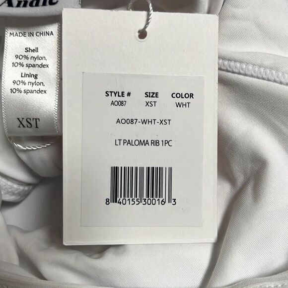 Andie The Paloma One Piece Swimsuit White Ribbed Square Neck XS Tall NWT Beach - Picture 9 of 10